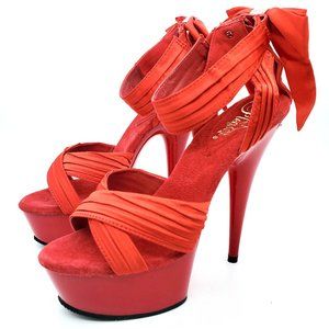Pleaser Women's Size 8 Red Platform Open Toe Heels